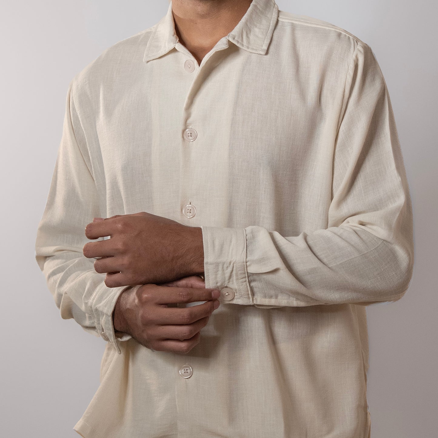Solid Boxy Fit shirt । Beige