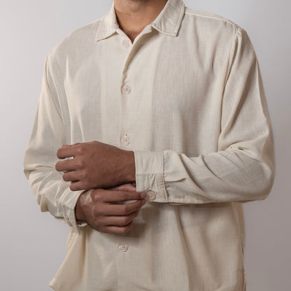 Solid Boxy Fit shirt । Beige