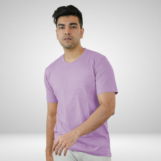 Round Neck Pastel Lilac Half Sleeve