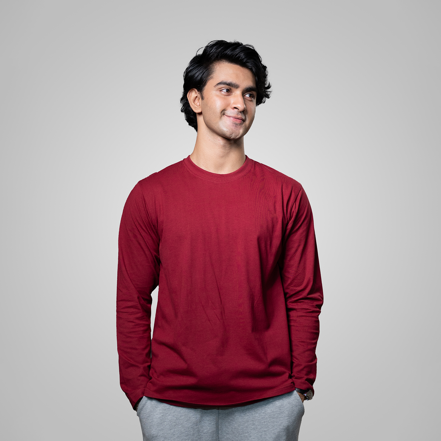 Round Neck Full Sleeve     Maroon