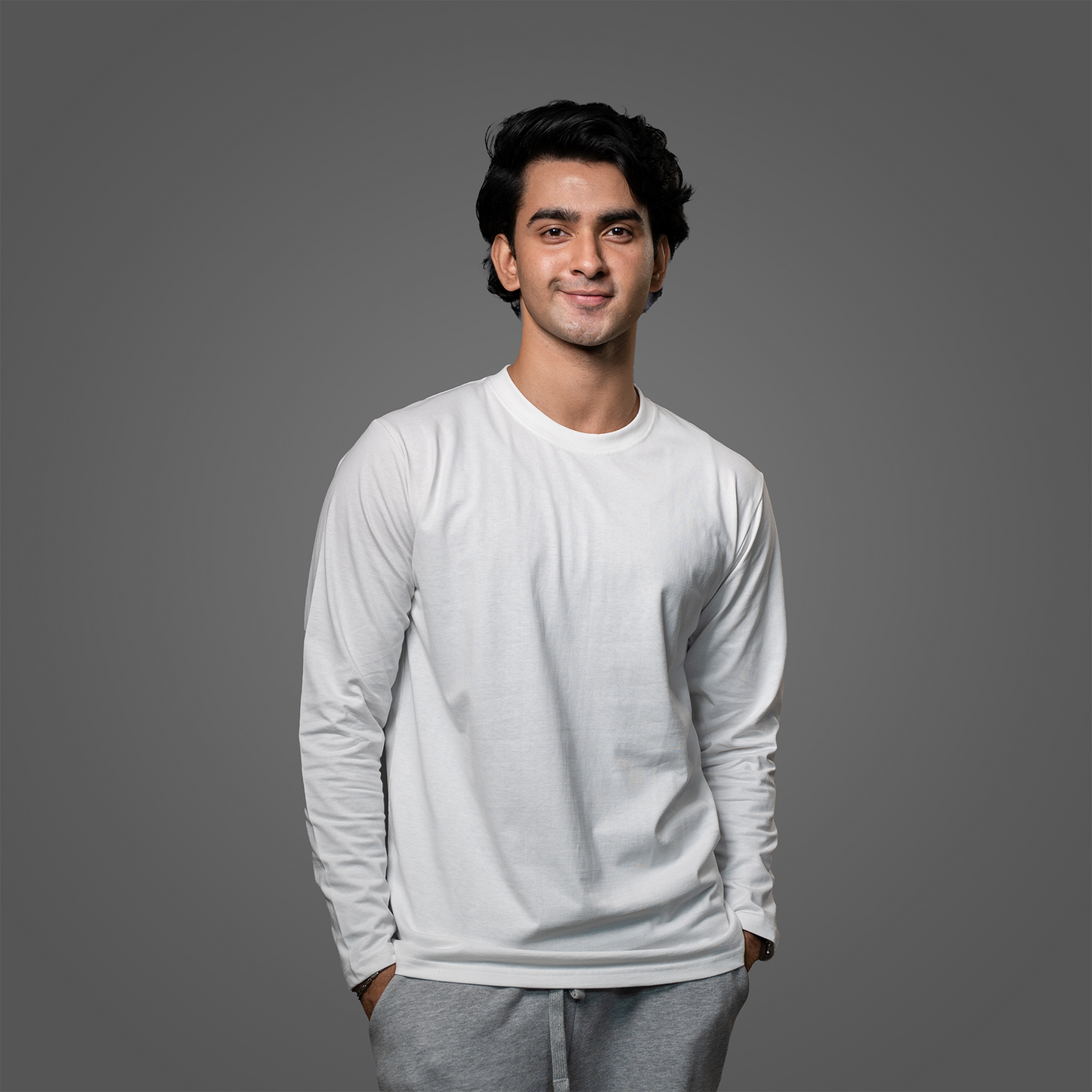 Round Neck Full Sleeve    White