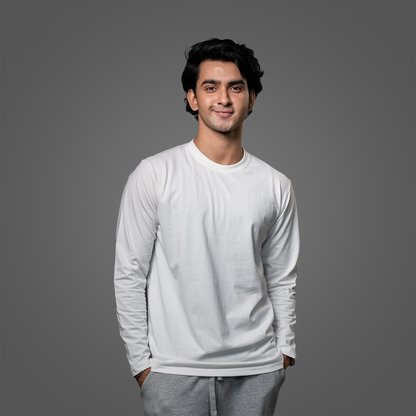 Round Neck Full Sleeve    White