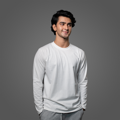Round Neck Full Sleeve    White