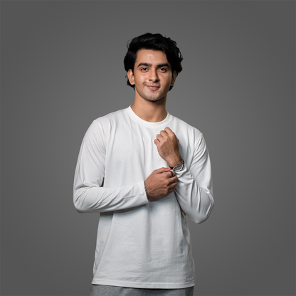 Round Neck Full Sleeve    White