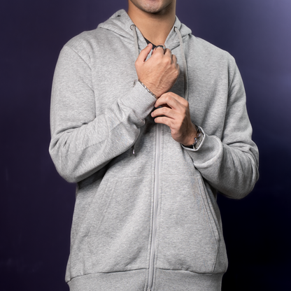 Zip Hoodie    Grey Melange