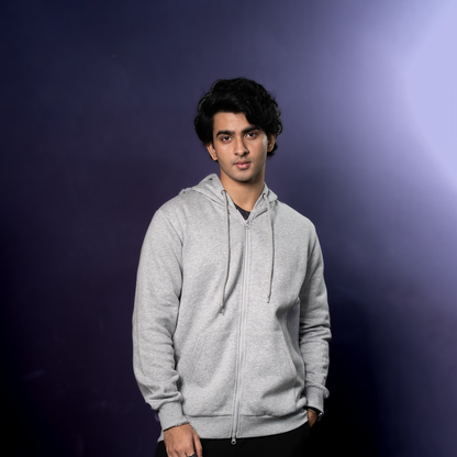 Zip Hoodie    Grey Melange