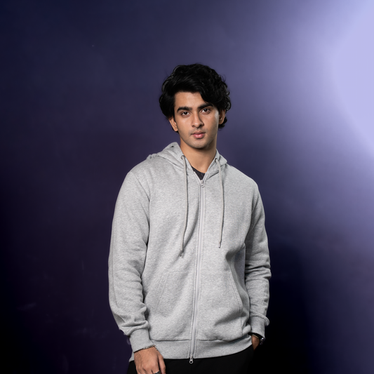 Zip Hoodie    Grey Melange