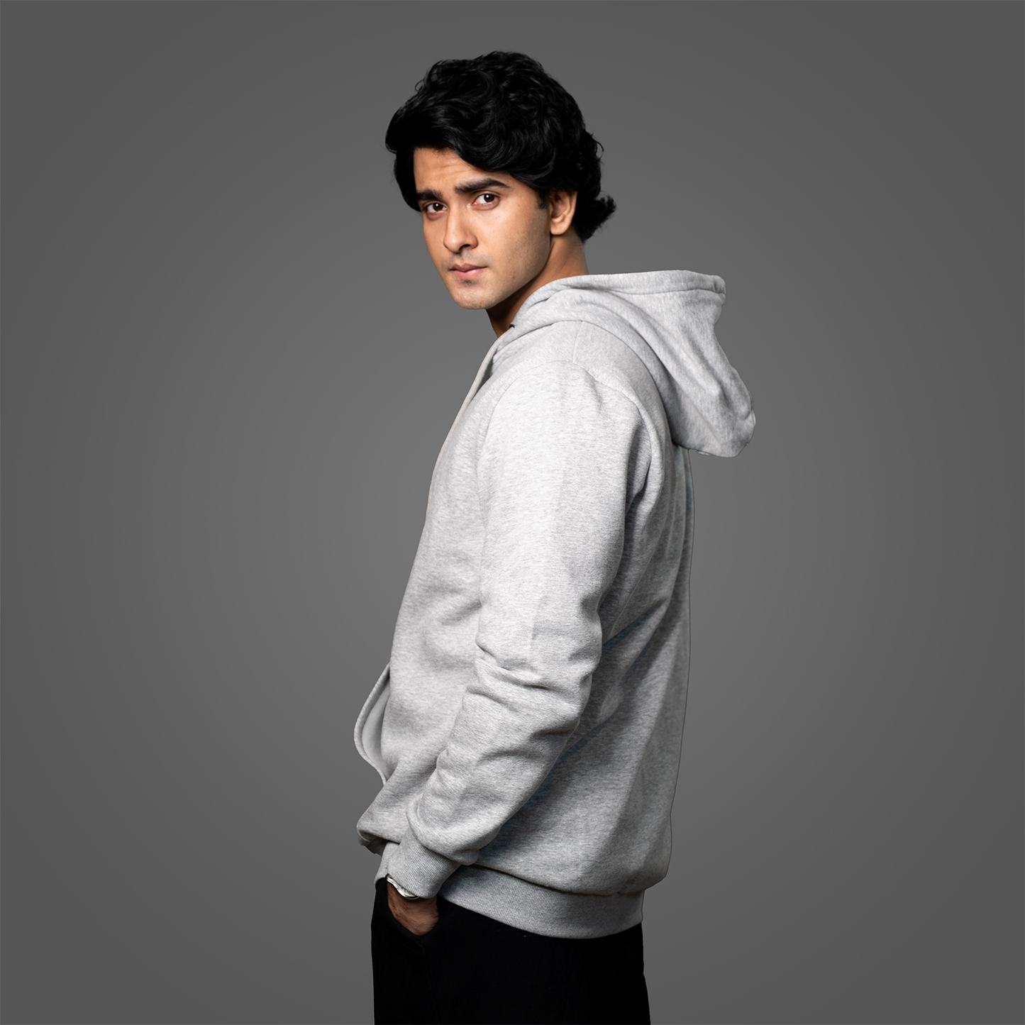 Zip Hoodie    Grey Melange