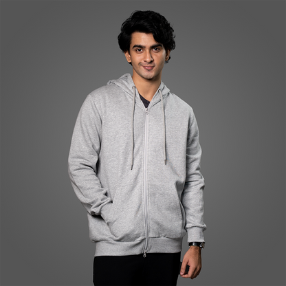 Zip Hoodie    Grey Melange