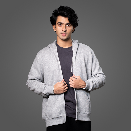 Zip Hoodie    Grey Melange