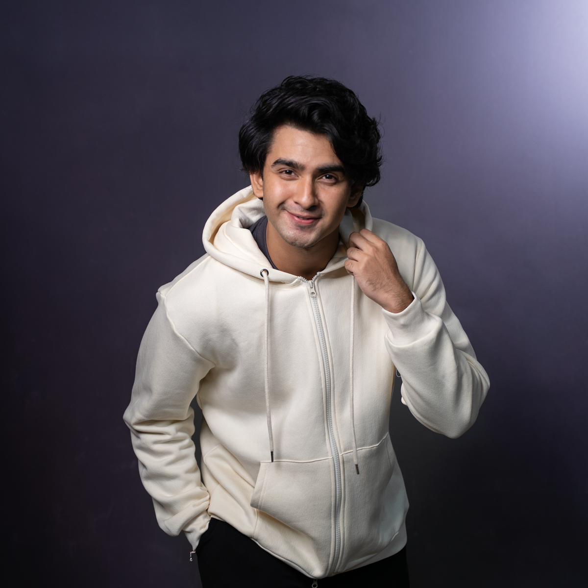 Zip Hoodie     Cream