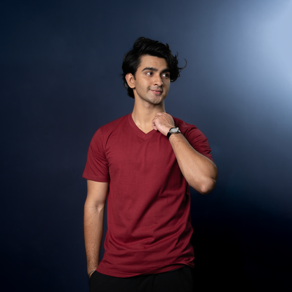 V Neck     Maroon