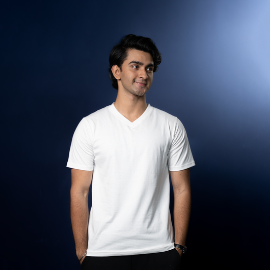 V Neck     White