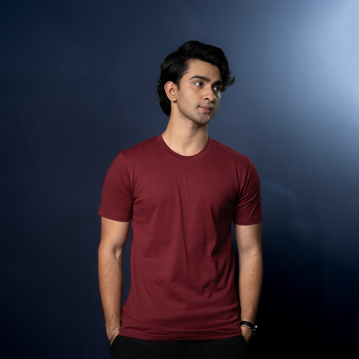 Round Neck Half Sleeve | Maroon