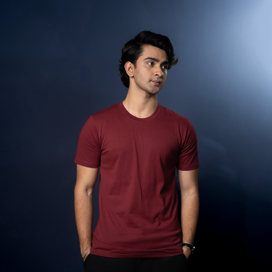 Round Neck Half Sleeve | Maroon