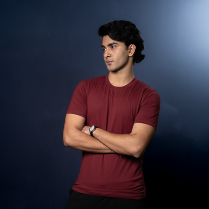 Round Neck Half Sleeve | Maroon