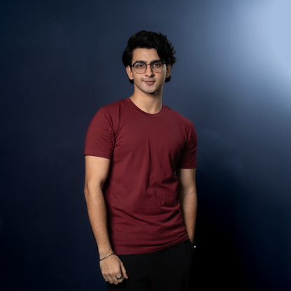 Round Neck Half Sleeve | Maroon