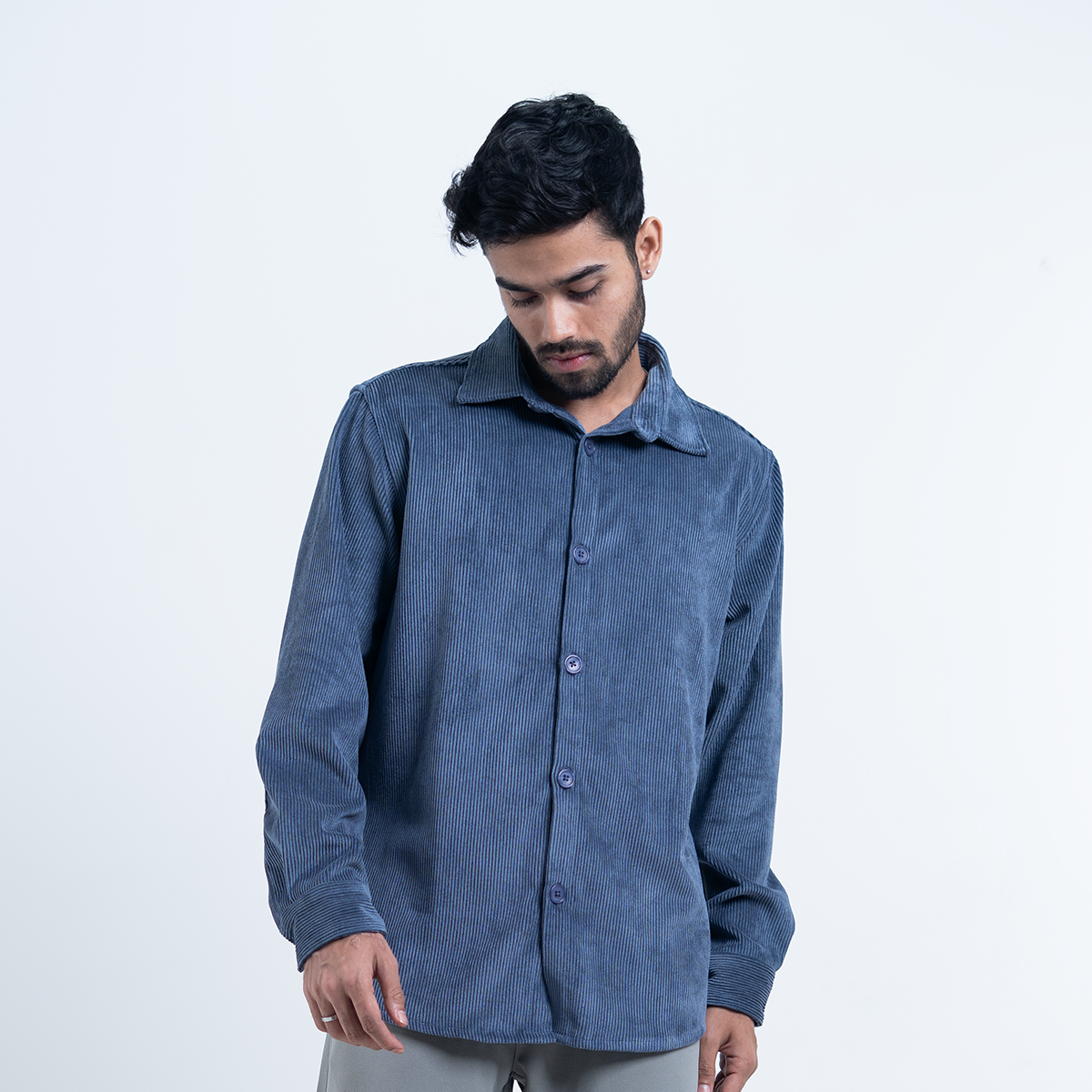 Lightweight Layering Cord Classic Shirt   Light Blue