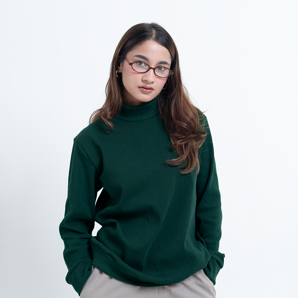 Turtle Neck     Bottle Green