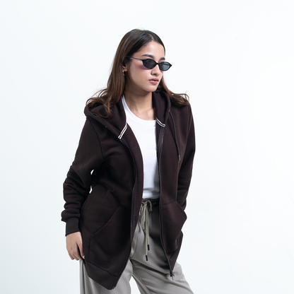 Zip Hoodie    Chocolate Brown