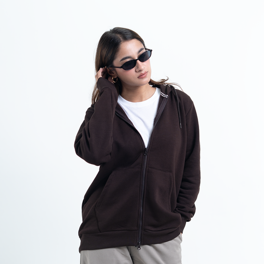 Zip Hoodie    Chocolate Brown