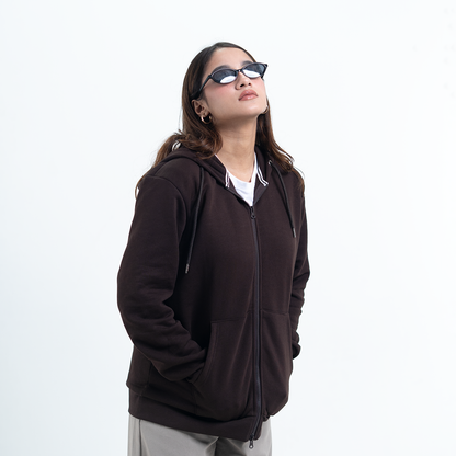 Zip Hoodie    Chocolate Brown