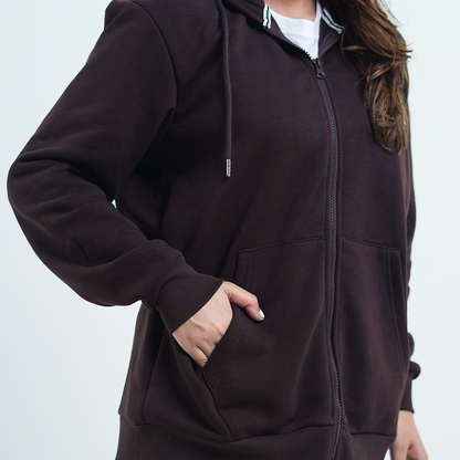 Zip Hoodie    Chocolate Brown