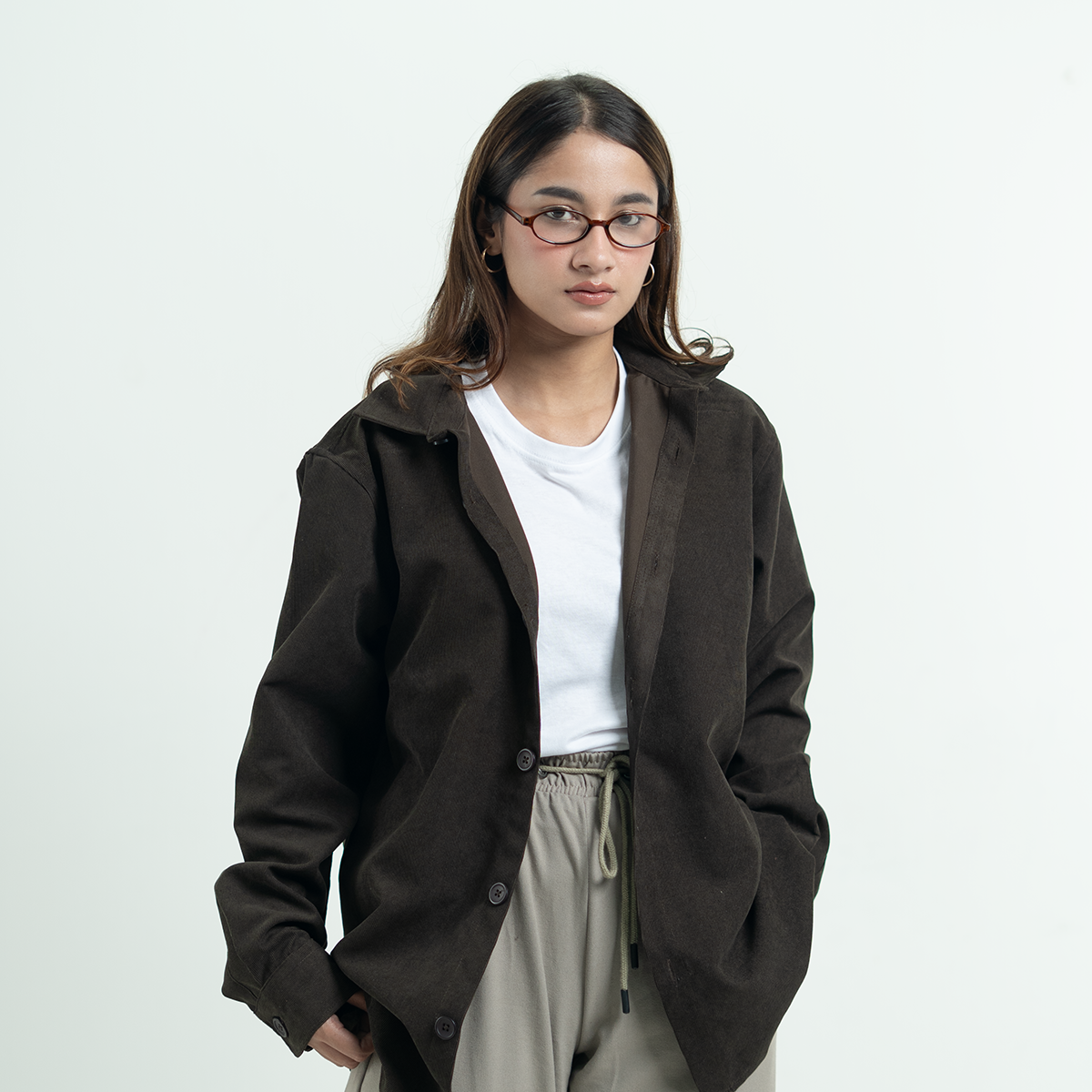 Lightweight Layering Cord Classic Shirt      Dark Mocha Brown