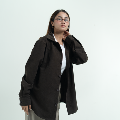 Lightweight Layering Cord Classic Shirt      Dark Mocha Brown