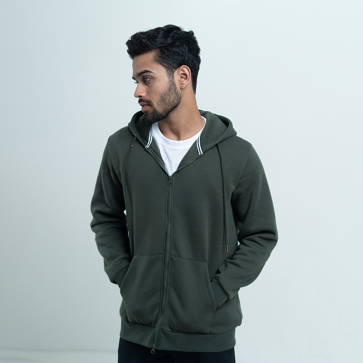 Zip Hoodie    Forest Green