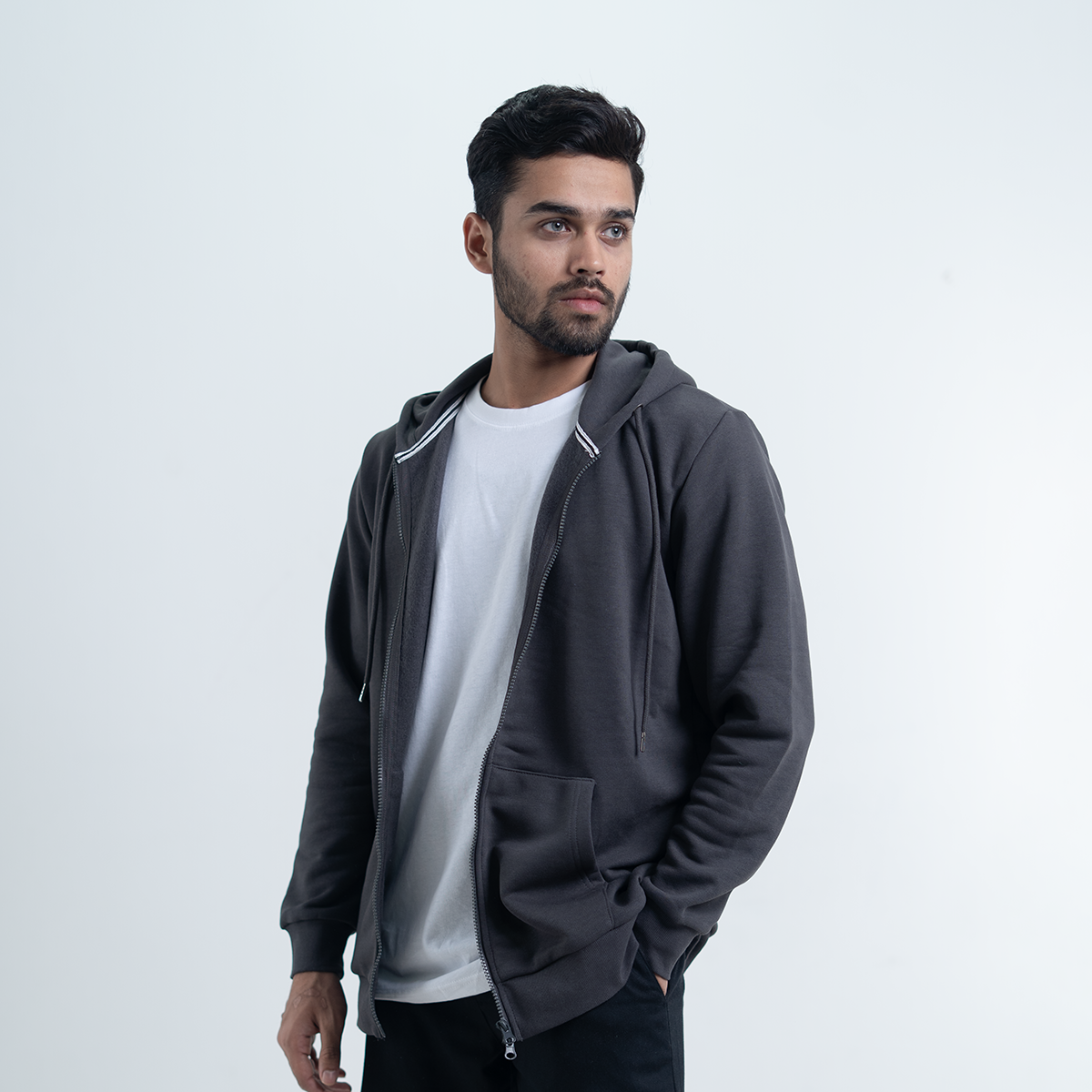 Zip Hoodie    Charcoal Grey