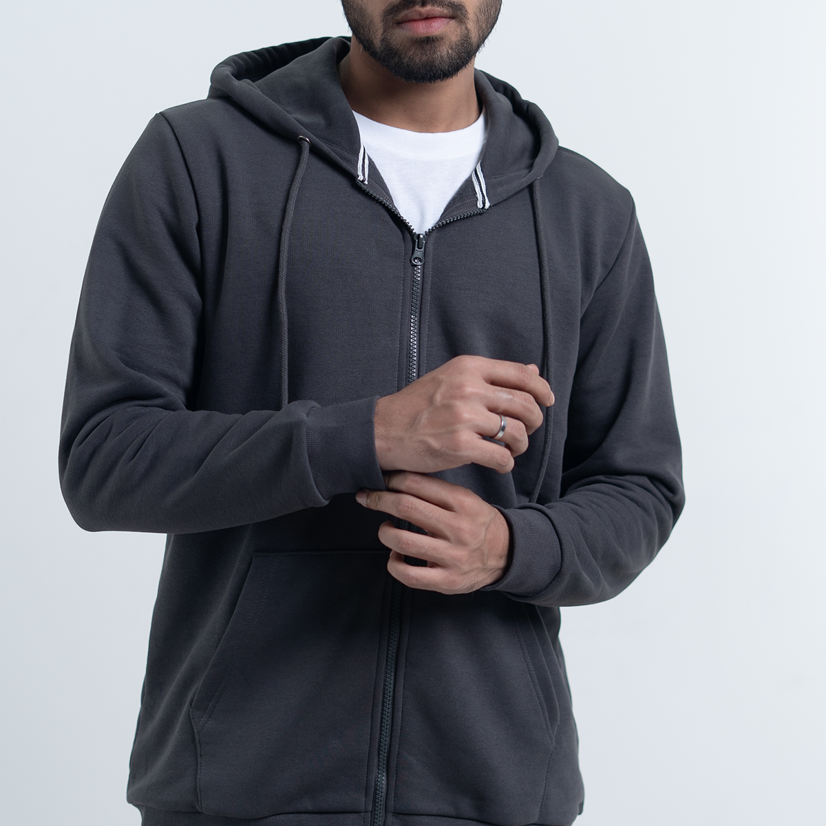 Zip Hoodie    Charcoal Grey