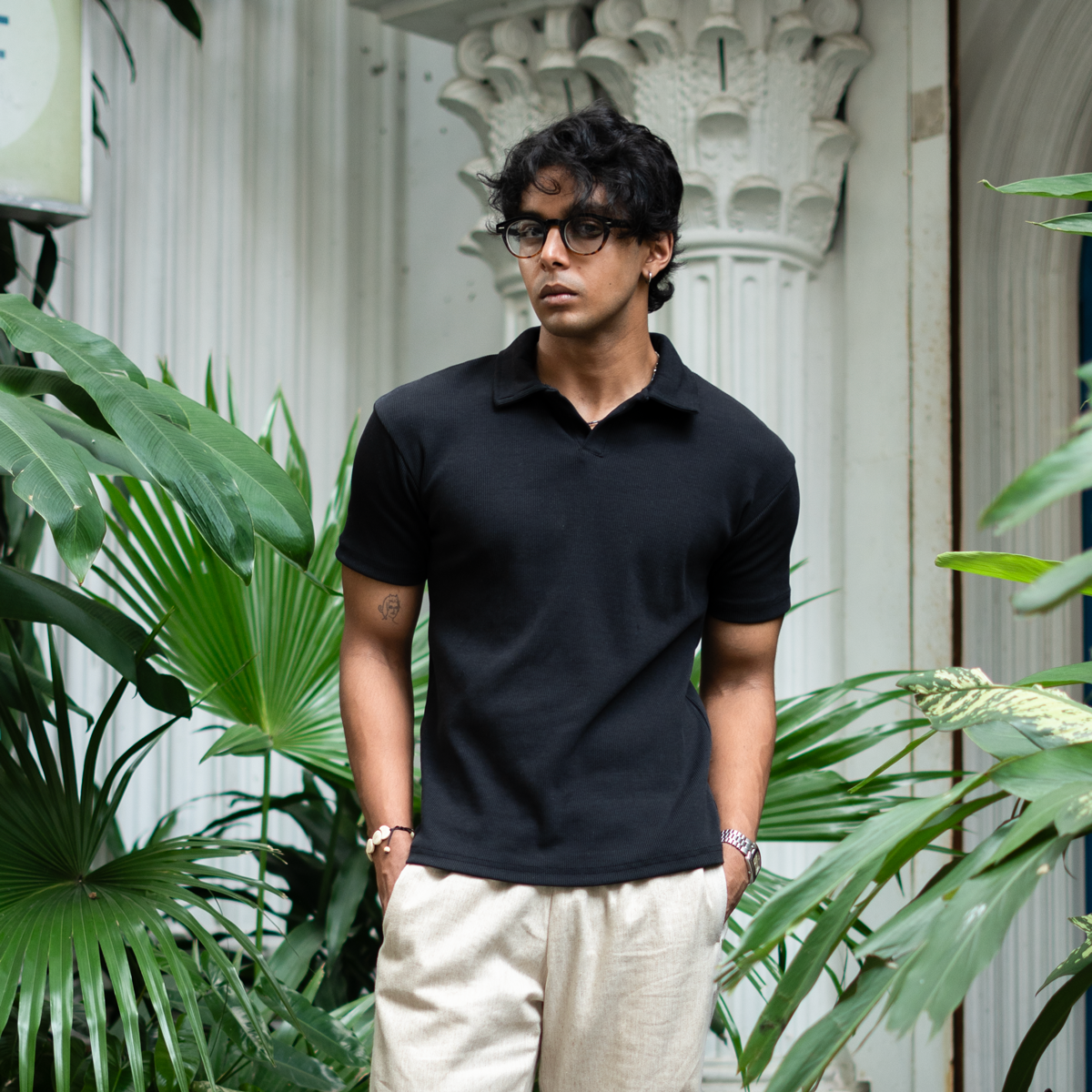 Ribbed Premium Polo    Black