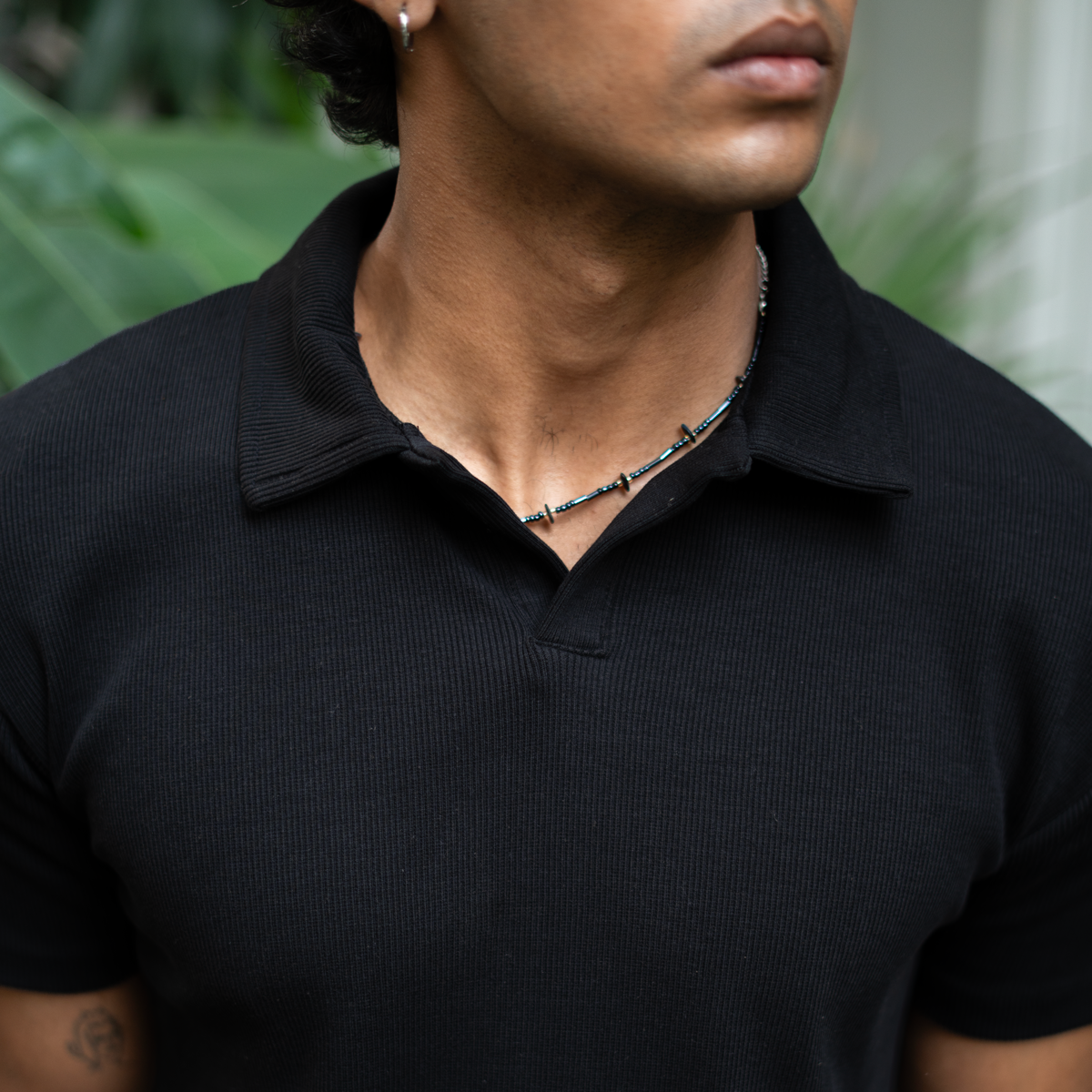 Ribbed Premium Polo    Black