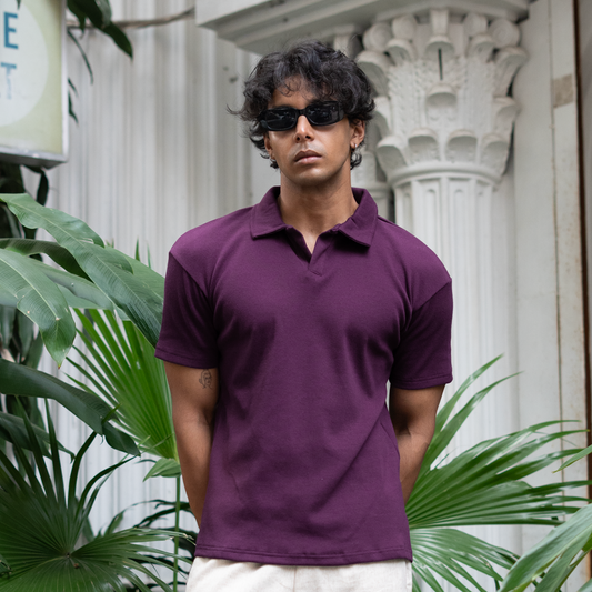 Ribbed Premium Polo | Dark Purple