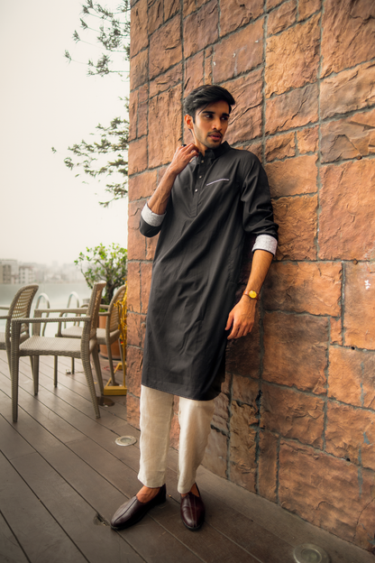 Panjabi | Marble Mist Black