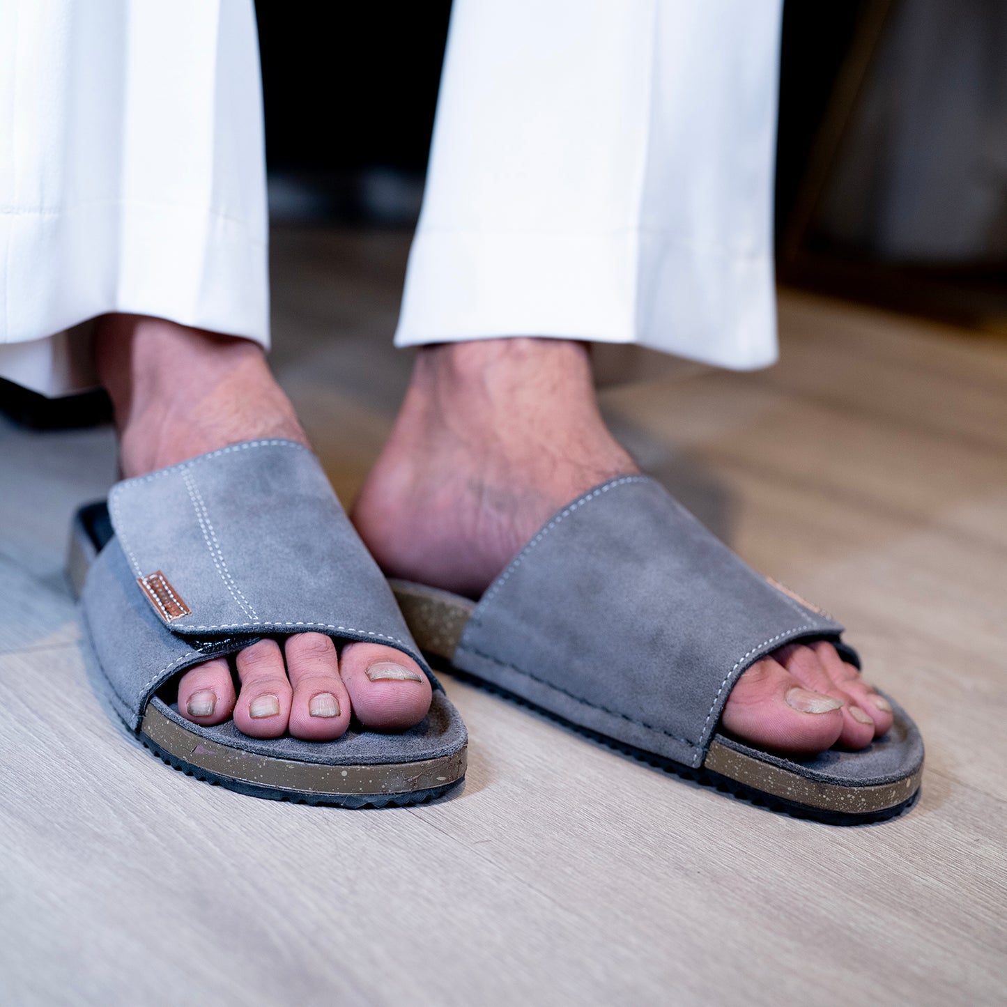 Bridgestone Gray  Suede Leather Sandal