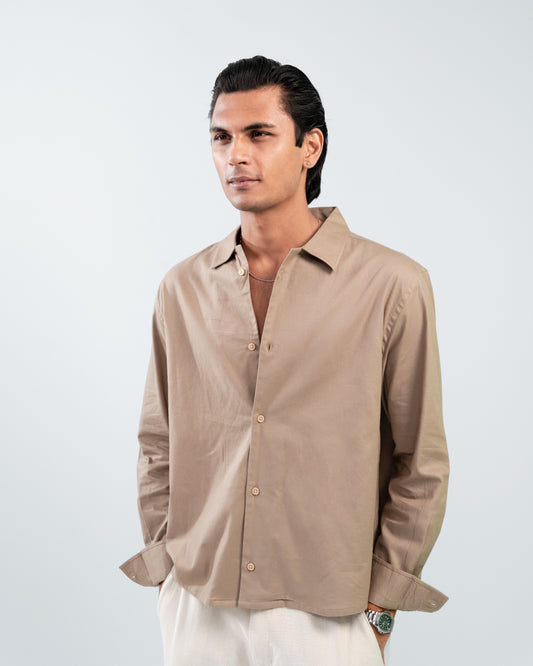 Boxy Fit Shirt । Classic Taupe