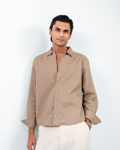 Boxy Fit Shirt । Classic Taupe