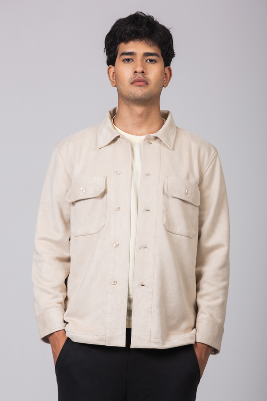 Faux Suede Shacket | Cream