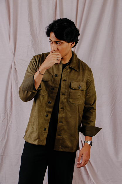 Faux Suede Shacket | Olive