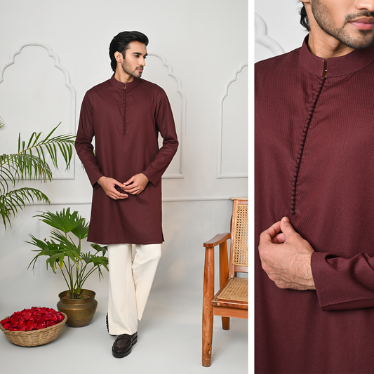 Areez   Panjabi   Deep Maroon