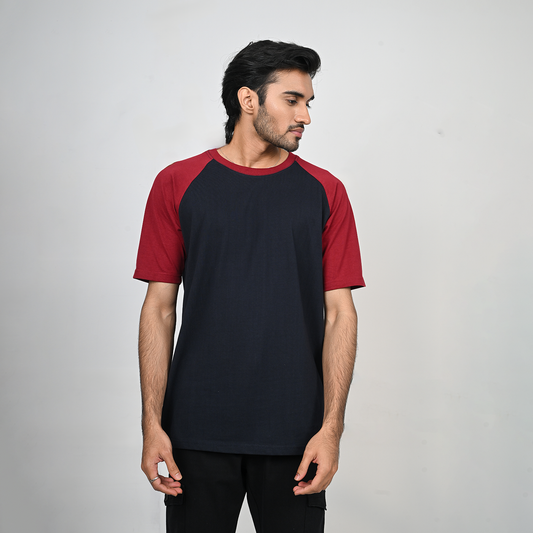 Raglan Half Sleeve   Navy & Maroon