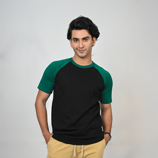 Raglan Half Sleeve   Black & Green