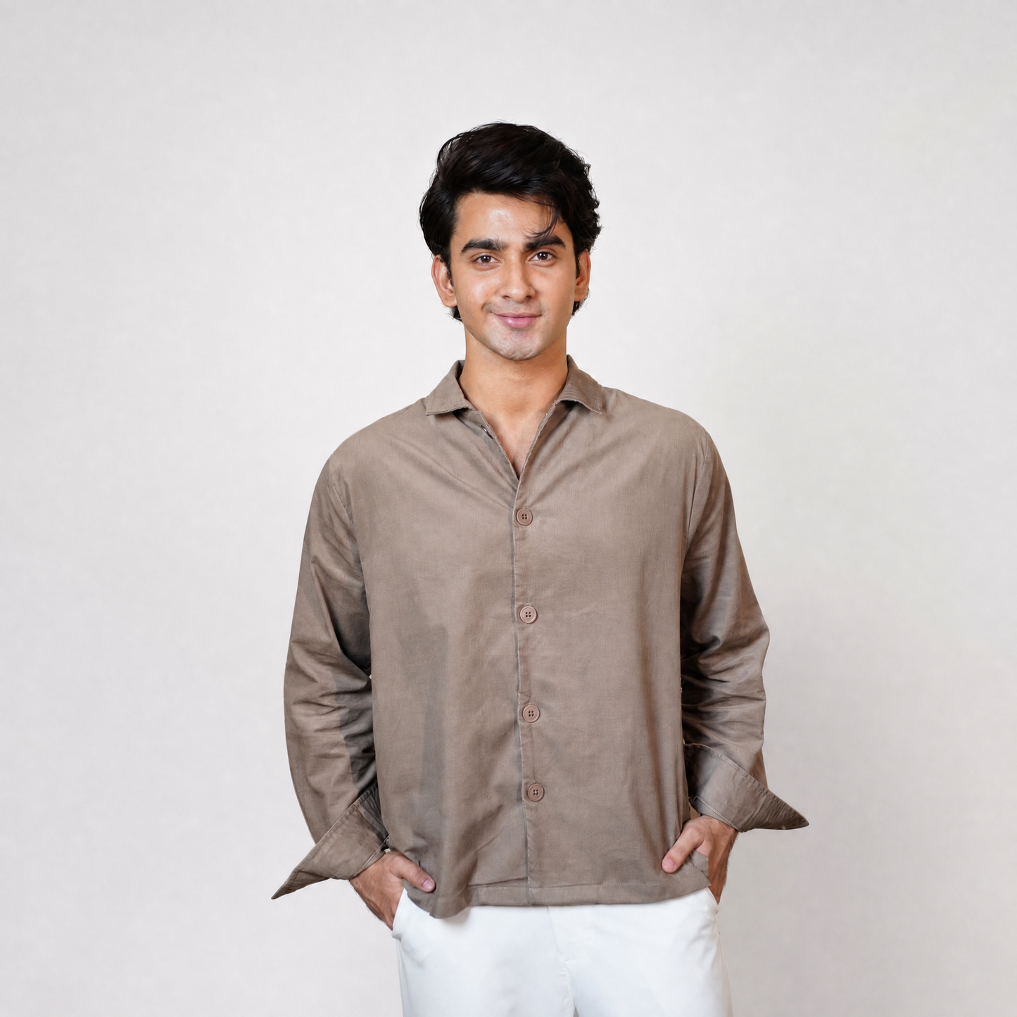 Summer Cord Shirt  | Smoked Oyster