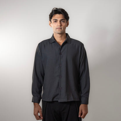 Solid Boxy Fit shirt । Charcoal Grey
