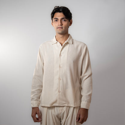 Solid Boxy Fit shirt । Beige