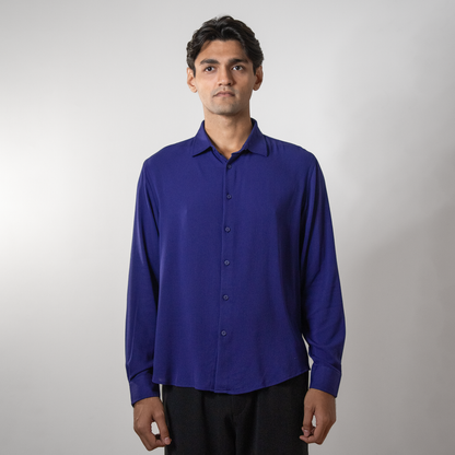 Viscose Boxy Fit shirt । Royal Blue