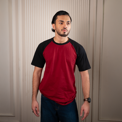 Raglan Half Sleeve |  Maroon & Black