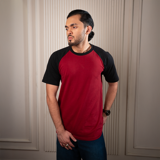 Raglan Half Sleeve |  Maroon & Black